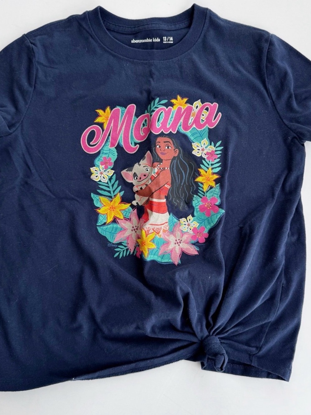 abercrombie kids navy Moana floral knot tee